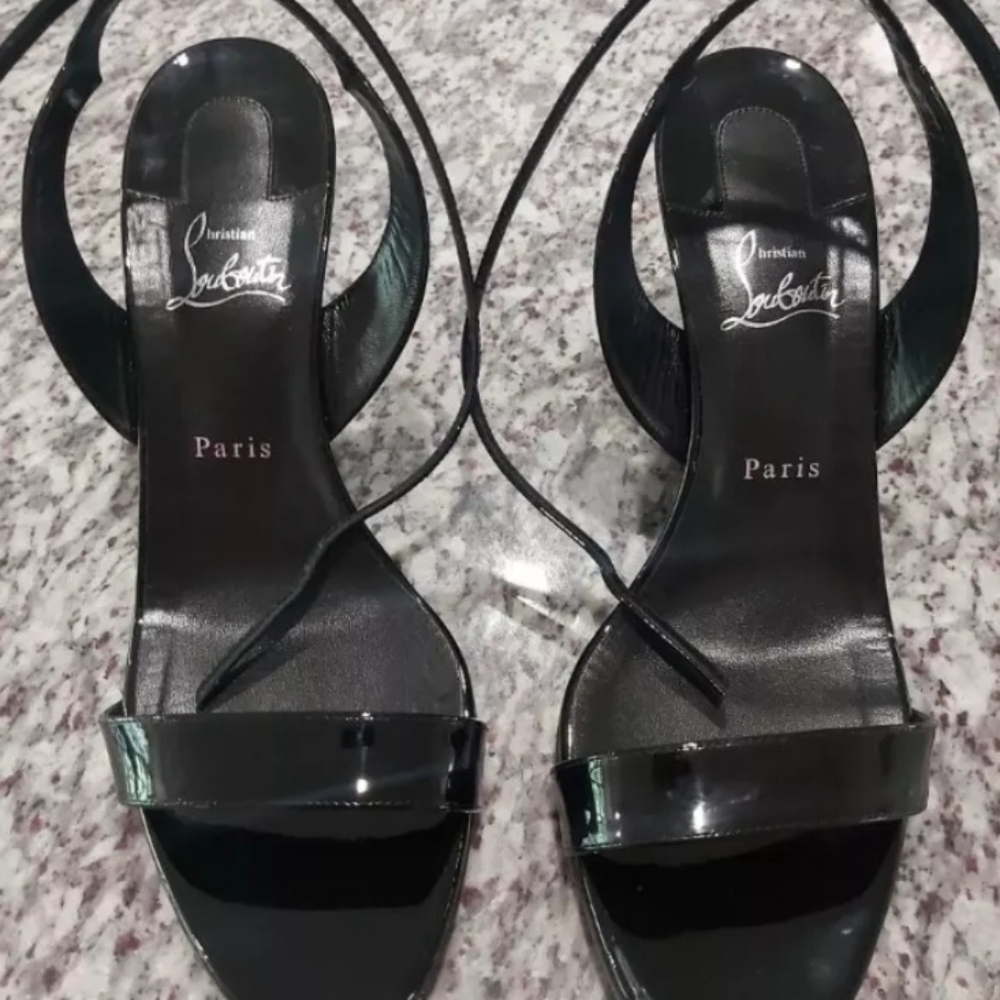 VGUC Christian Louboutin Zeppa Wedge Sandals Black 42 11 $895